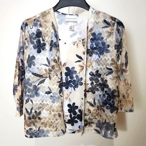 Alfred Dunner Petite 3/4 sleeve Blue and Floral Blouse Size-PS New without Tags